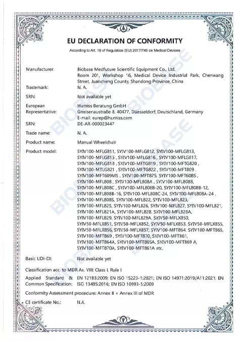 CE-DOC-Manual Wheelchair Certificate
