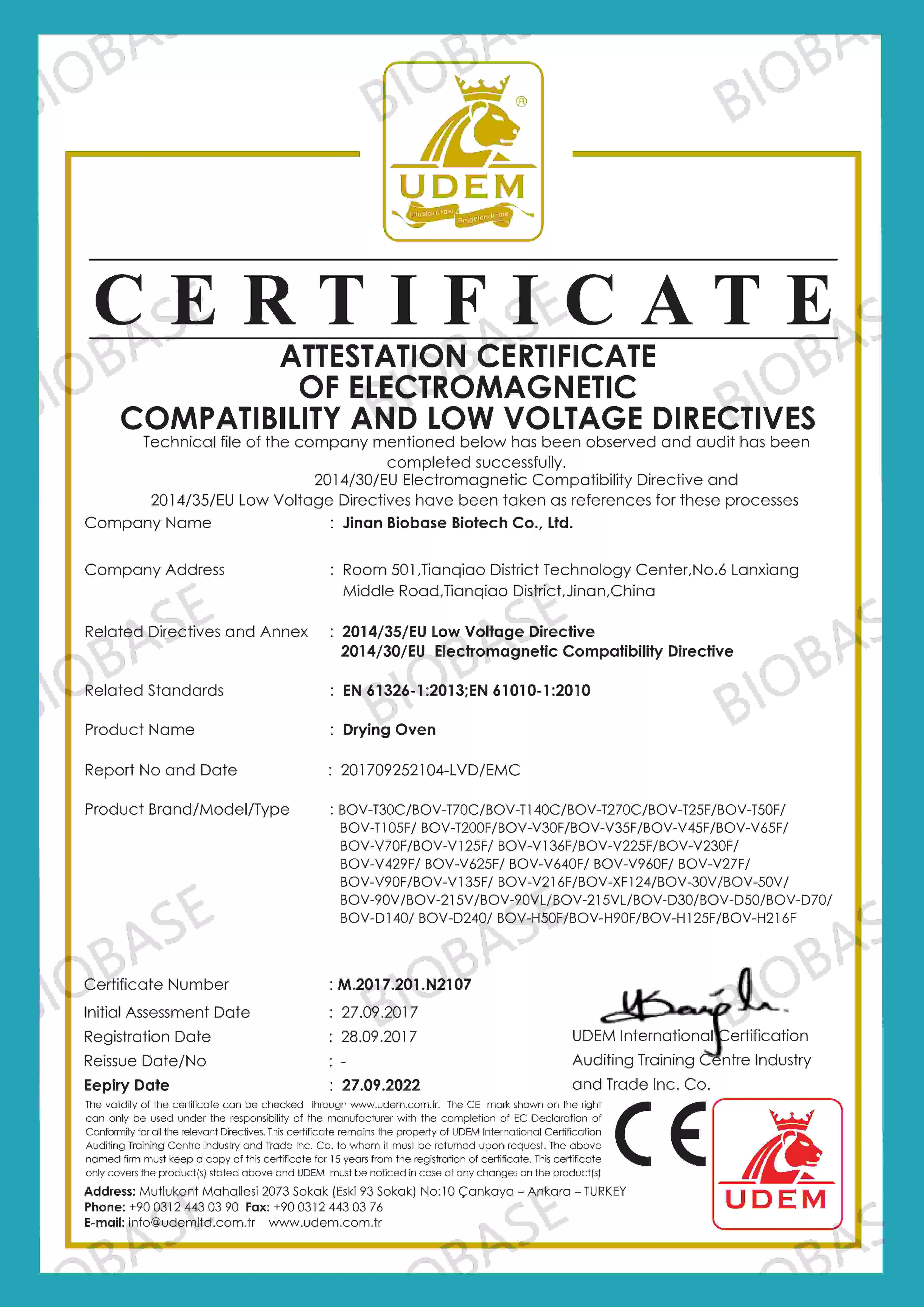 CE-Drying Oven Certificate