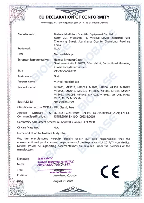 CE-DOC-Manual Hospital Bed Certificate