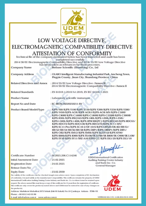 CE-Laboratory scientific instument
 Certificate